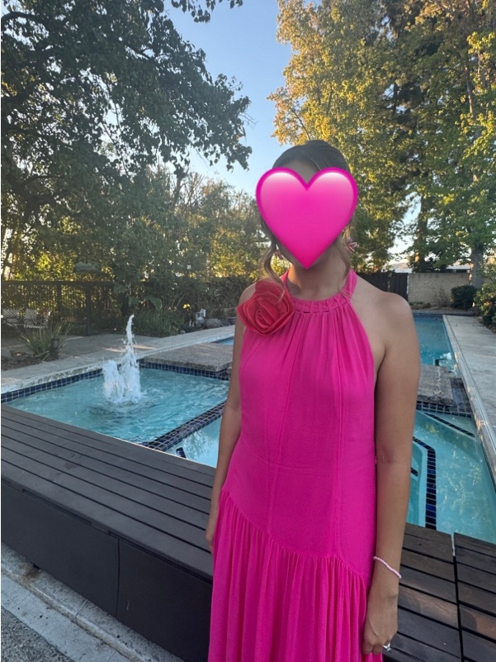 FARM Rio Hot Pink Halter Rosette Maxi Dress - Picture 10 of 14